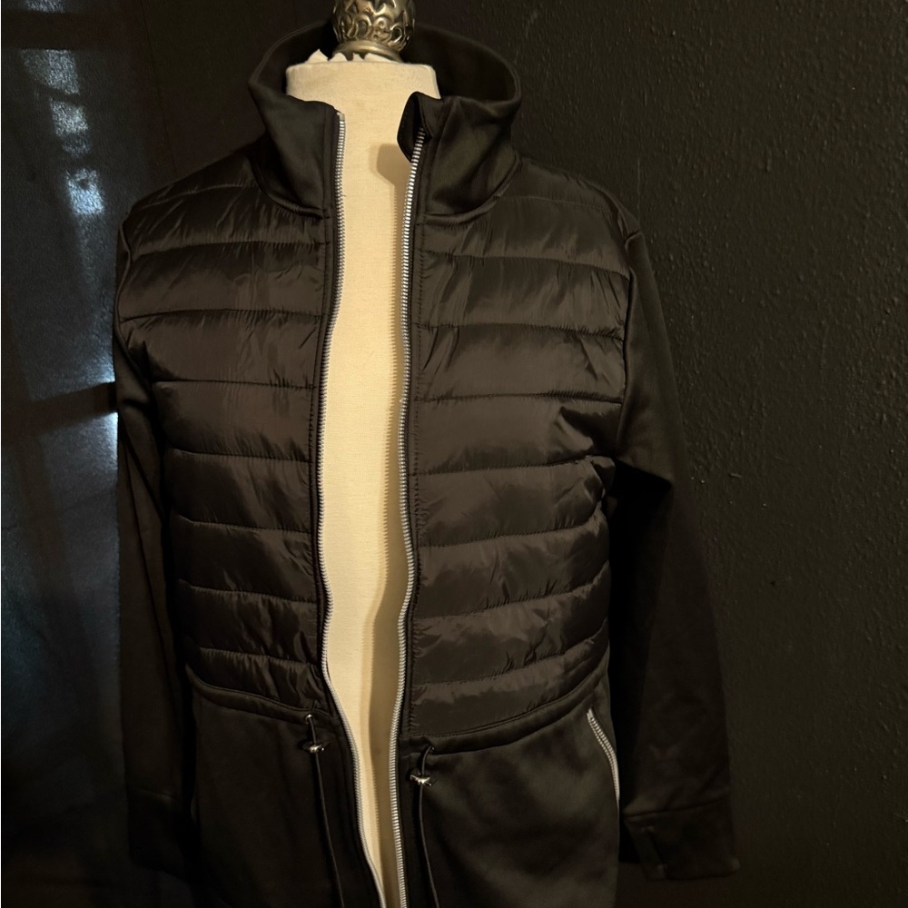 Avia Black Quilted Hybrid Puffer Jacket